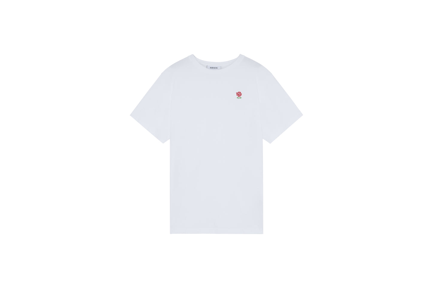 T-Shirt Blanc Rose Brodée