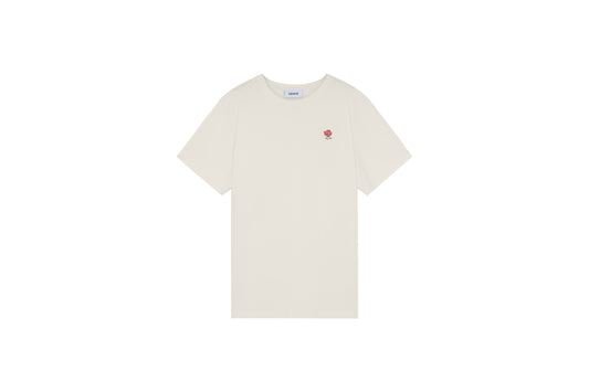 T-Shirt Crème Cannoli Rose Brodée