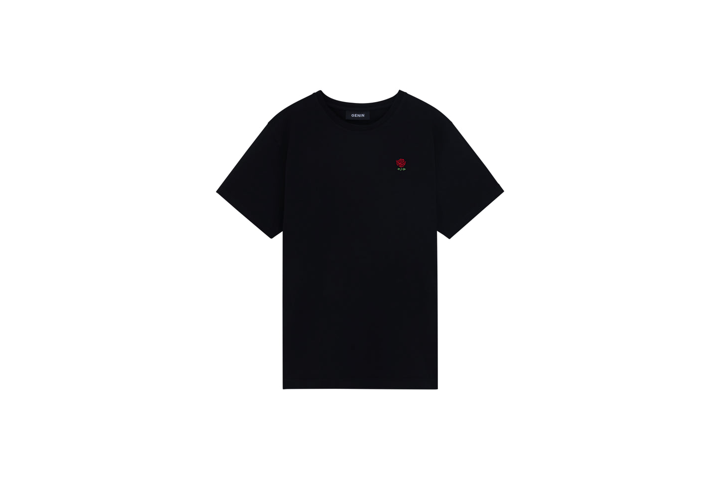 T-Shirt Noir Rose Brodée