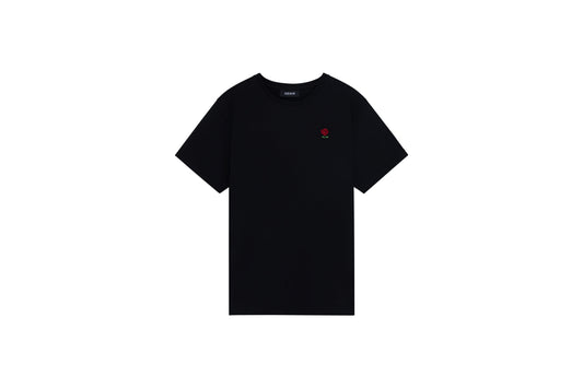 T-Shirt Noir Rose Brodée