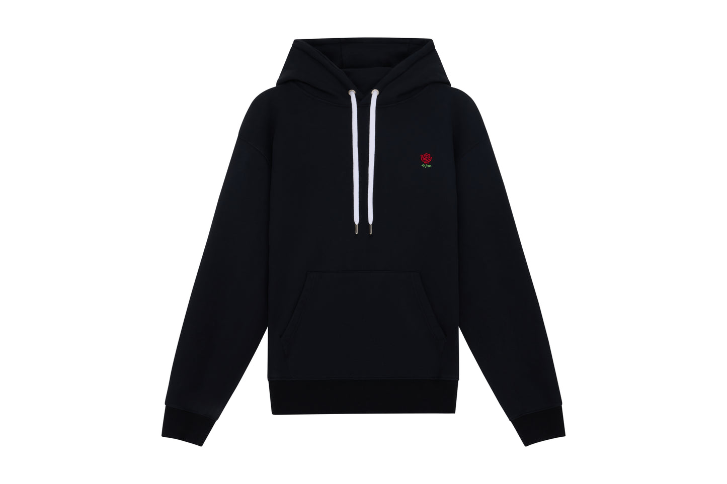 Hoodie Noir Rose Brodée