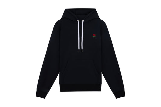 Hoodie Noir Rose Brodée